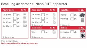 Bestillingskort domer til Nano RITE