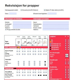 Bestillingsskjema propper