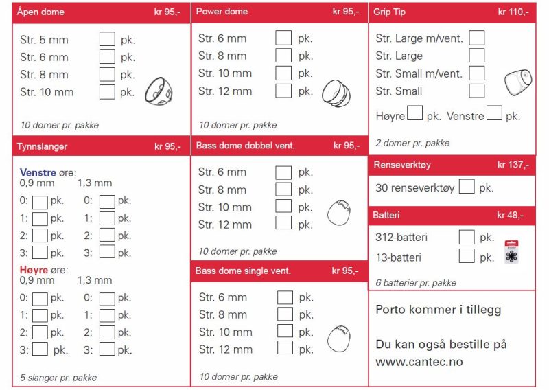 Bestillingskort miniFit tynnslanger og domer